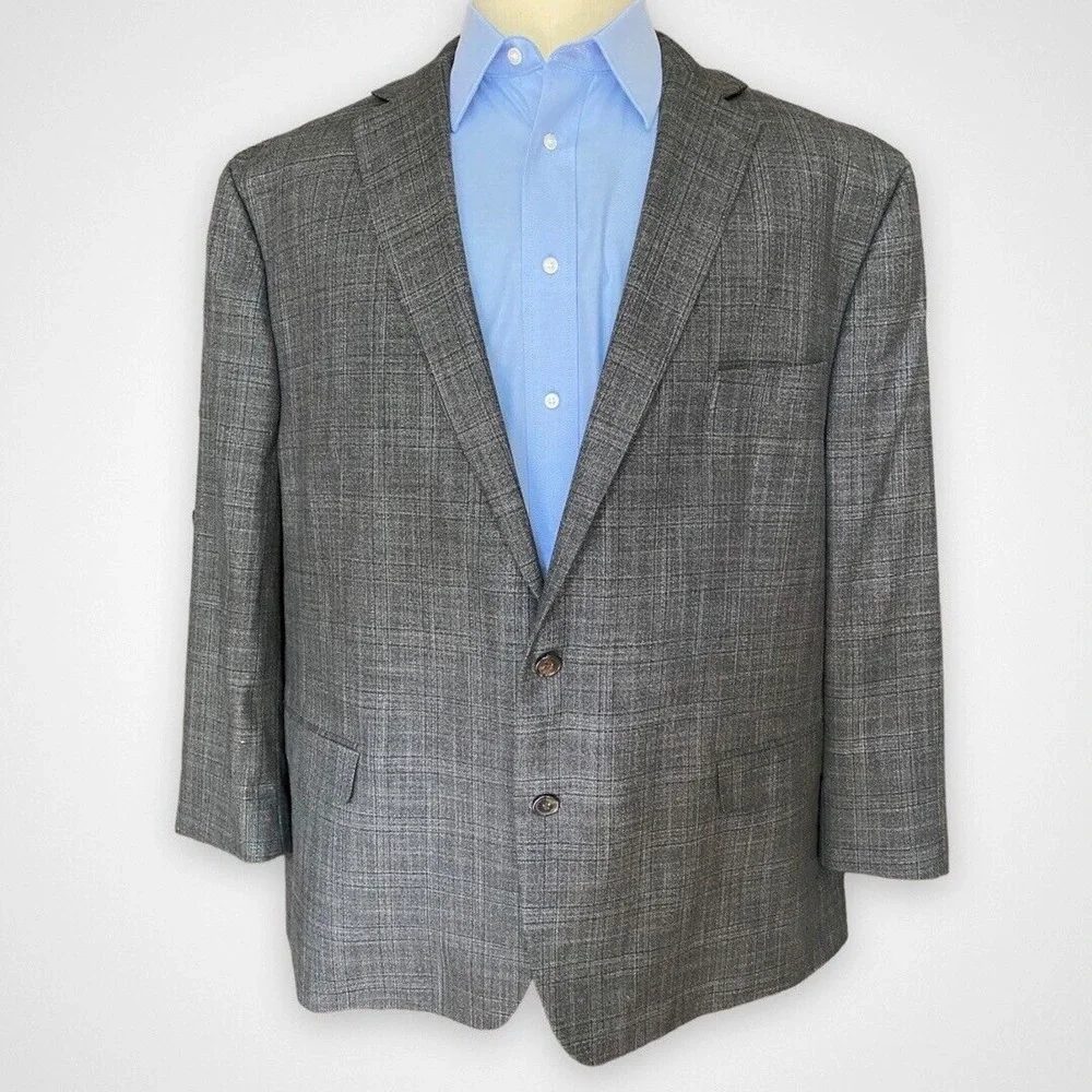 Chaps Mens Size 52 Blazer Sport Coat Gray Casual Career Jacket‎